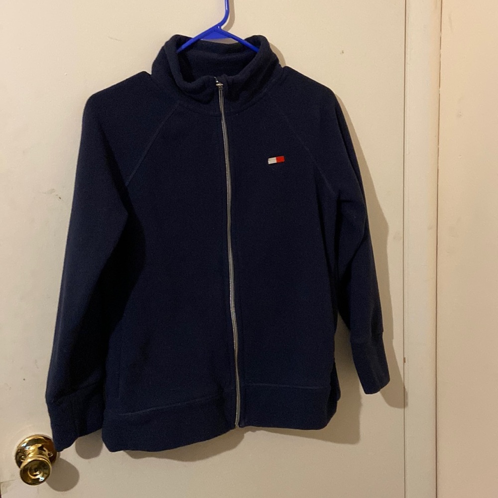 Tommy Hilfiger zip up navy blue fleece sweater
